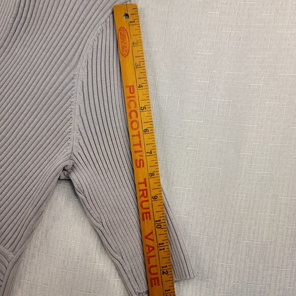 Worthington Womens Heavy Ribbed Knit Faux Wrap Top Empire Waist Large Gray - Picture 8 of 8